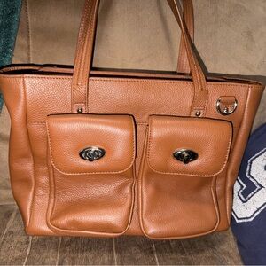 Conceal carry purse Tan Leather Tote Bag